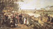 robert schumann viennese street csene during the of brahms  the fruit market on the quayside near the maria theresa bridge china oil painting artist